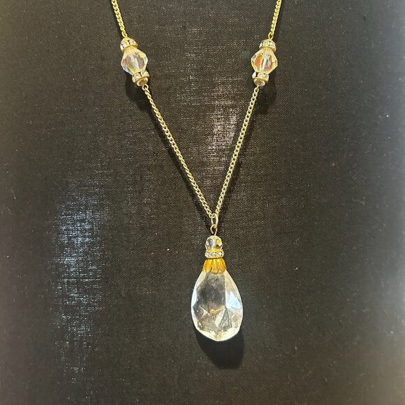 Jewelry - Antique Style Crystal Teardrop Drop Rhinestone Glass Beaded Necklace